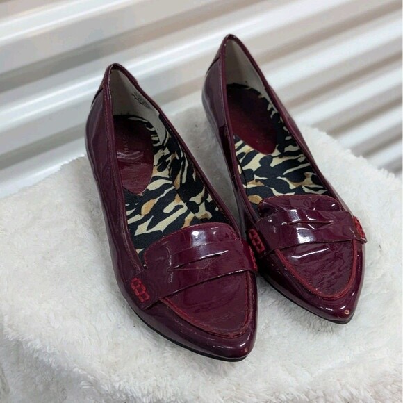 Anne Klein Size 7 iFlex Burgundy Leather Julesa Pointed Flats - Picture 1 of 8